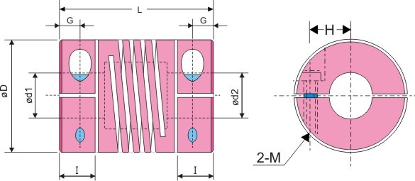 鋁合金聯軸器SMT-C訂購型號:SMT- øDC - ød1 × ød2