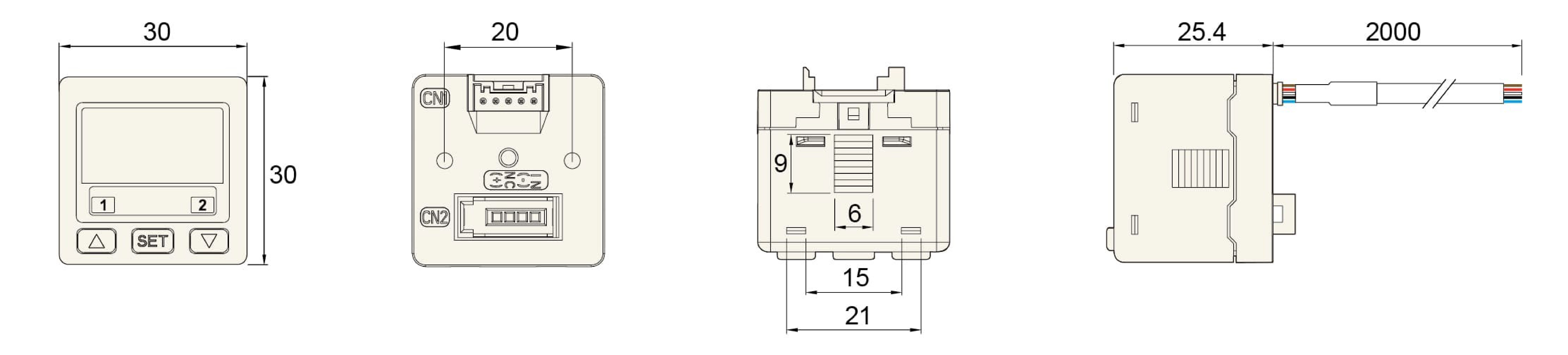 P400系列-三色數位顯示類比顯示錶尺寸圖