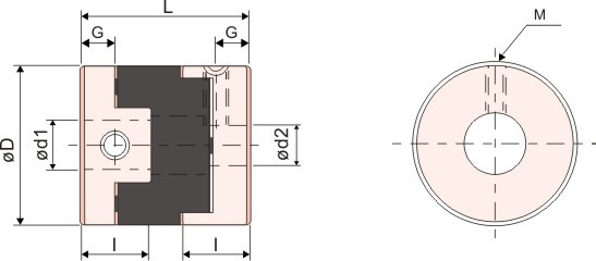 鋁合金聯軸器SOT訂購型號:SOT - øD - ød1 × ød2