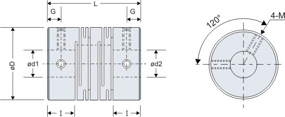 塑鋼聯軸器SCP 訂購型號:SCP-∅D-∅d1cx∅d2