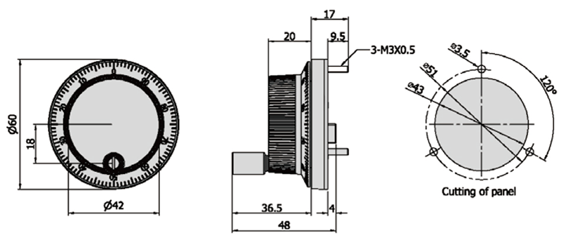 MPG-N2脈波信號產生器 (電子手輪)產品尺寸