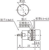 尺寸圖16Ø標準型指示燈圓型(可換燈泡)