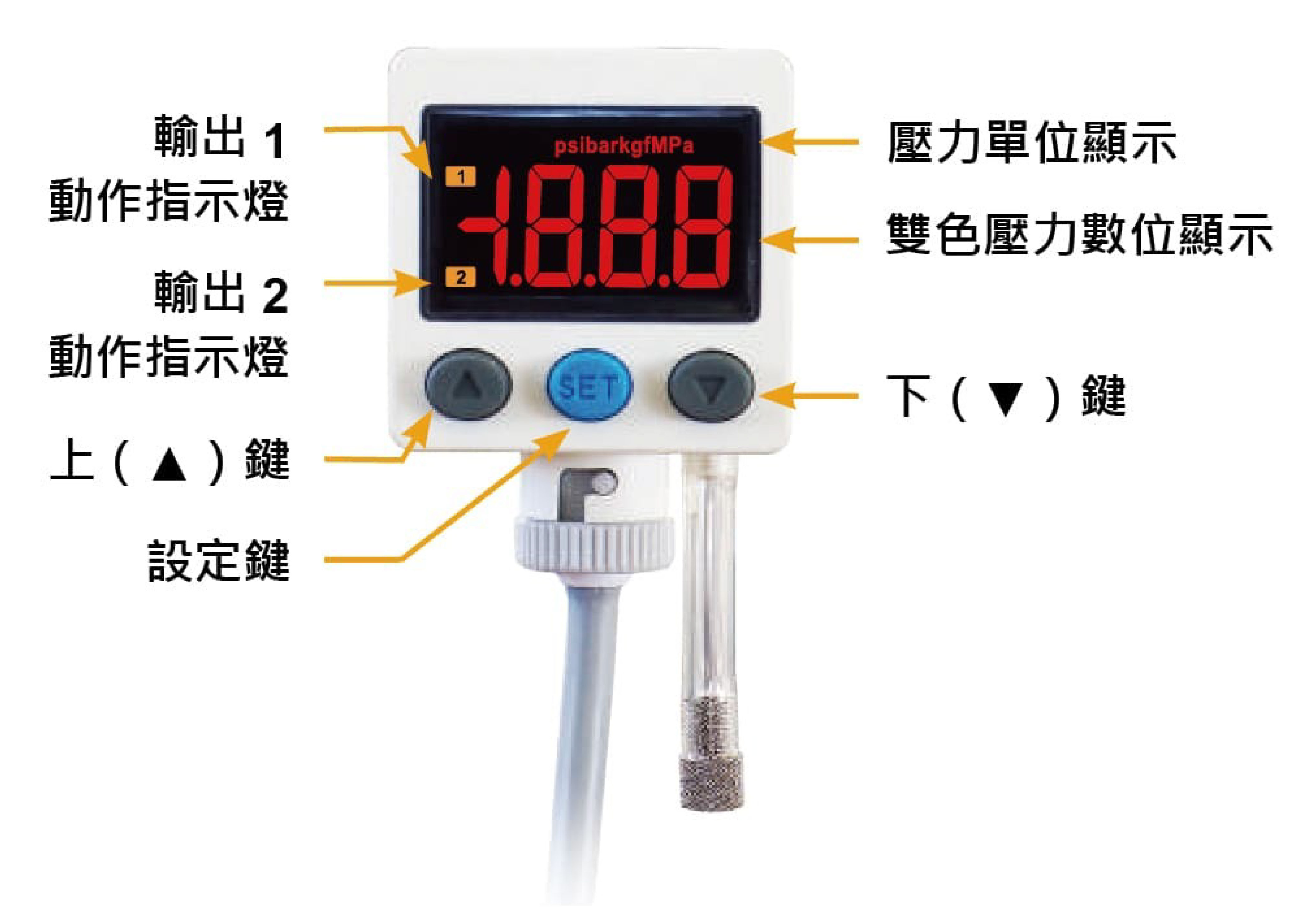 P52系列-腐蝕性液/氣體壓力開關面板說明
