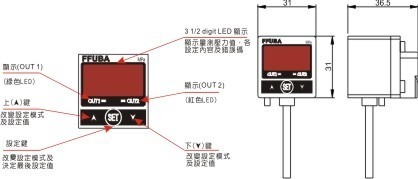 P20系列-數字壓力開關外觀尺寸/面板說明