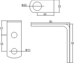 ø57型PB - 鐵架式尺寸圖 T=4.4mm