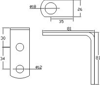 ø45型PB - 鐵架式尺寸圖 T=4.4mm
