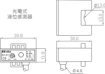 產品尺寸(光電式液位感測器)