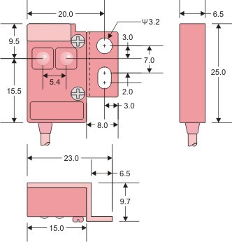FFUBA薄型光電開關PEX系列產品尺寸