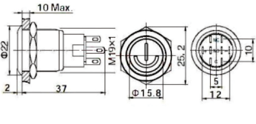 19Ø金屬按鈕(復歸型/維持型)-電源符號