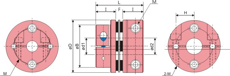 鋁合金聯軸器SGB-C訂購型號:SGB- øDC - ød1 × ød2