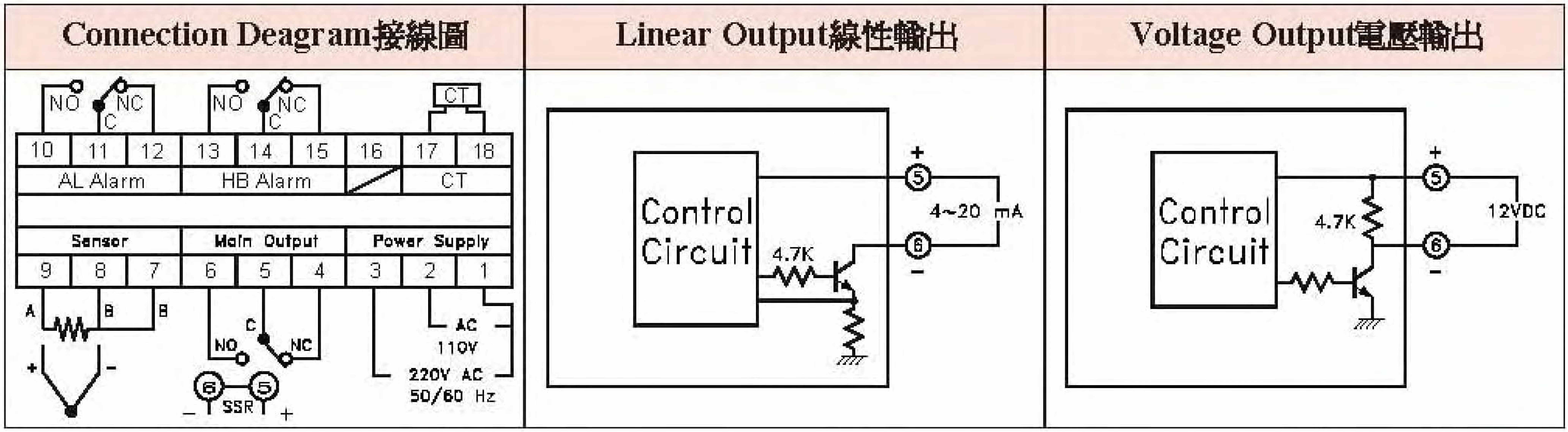 接線圖/線性輸出/電壓輸出