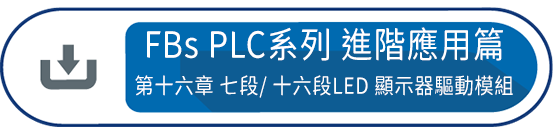 FBs PLC系列 使用手冊2 進階應用篇第十六章 : 七段/ 十六段LED 顯示器驅動模組