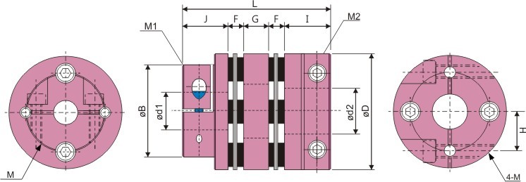 鋁合金聯軸器SGM-C訂購型號:SGM- øDC - ød1 × ød2
