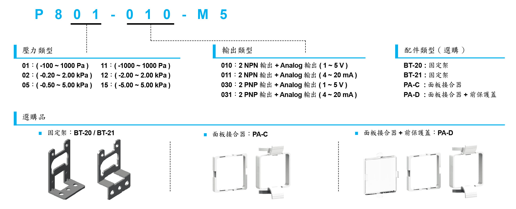 P800系列-微差壓傳感器規格說明