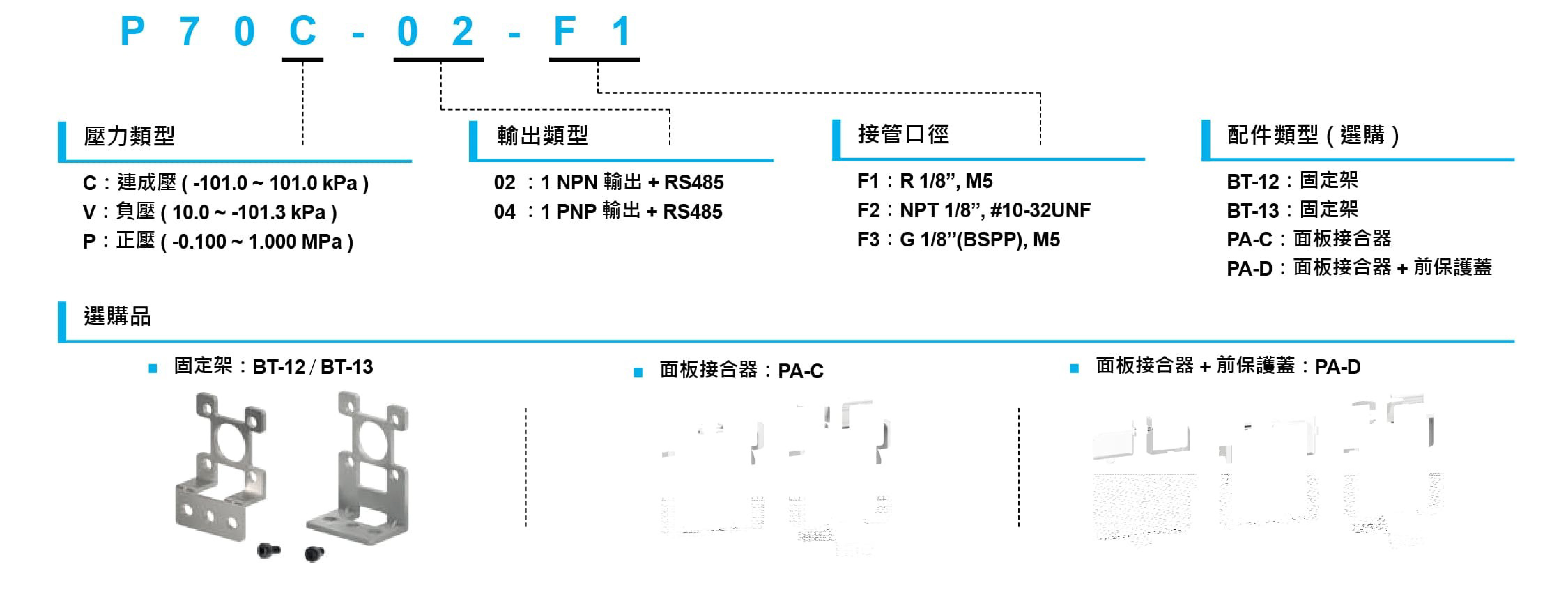 P70系列-RS-485通訊壓力開關規格說明