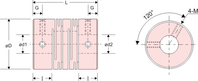 不銹鋼聯軸器SCTS 訂購型號:SCTS - øD - ød1 × ød2
