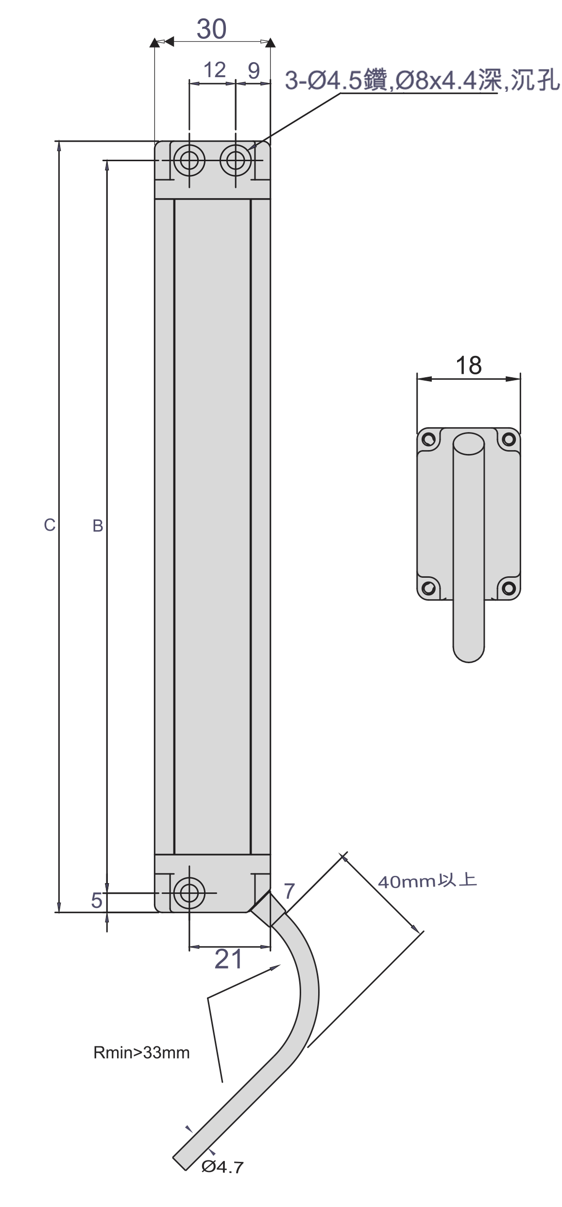 TYPE4 安全光柵 SLC尺寸