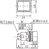 尺寸圖16Ø長方型蜂鳴器 斷續聲/音量;10cm/80dB